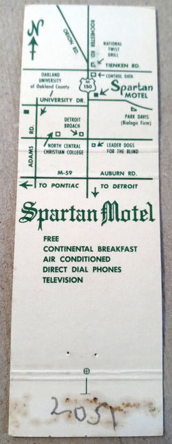 Downtown Inn (Spartan Motel, Spartan Inn) - Matchbook